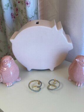 NEW Demarson Maia gold and crystal swirl pierced earrings